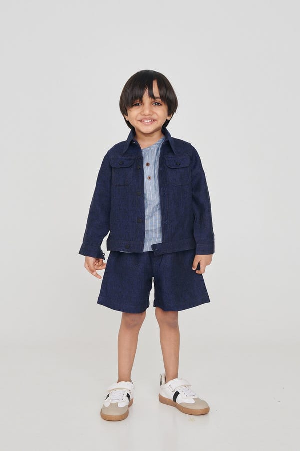 Saphed — Neel Linen Denim Boys Jacket Set - Sale