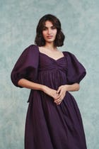 Plum Linen Front Twist Dress view 4