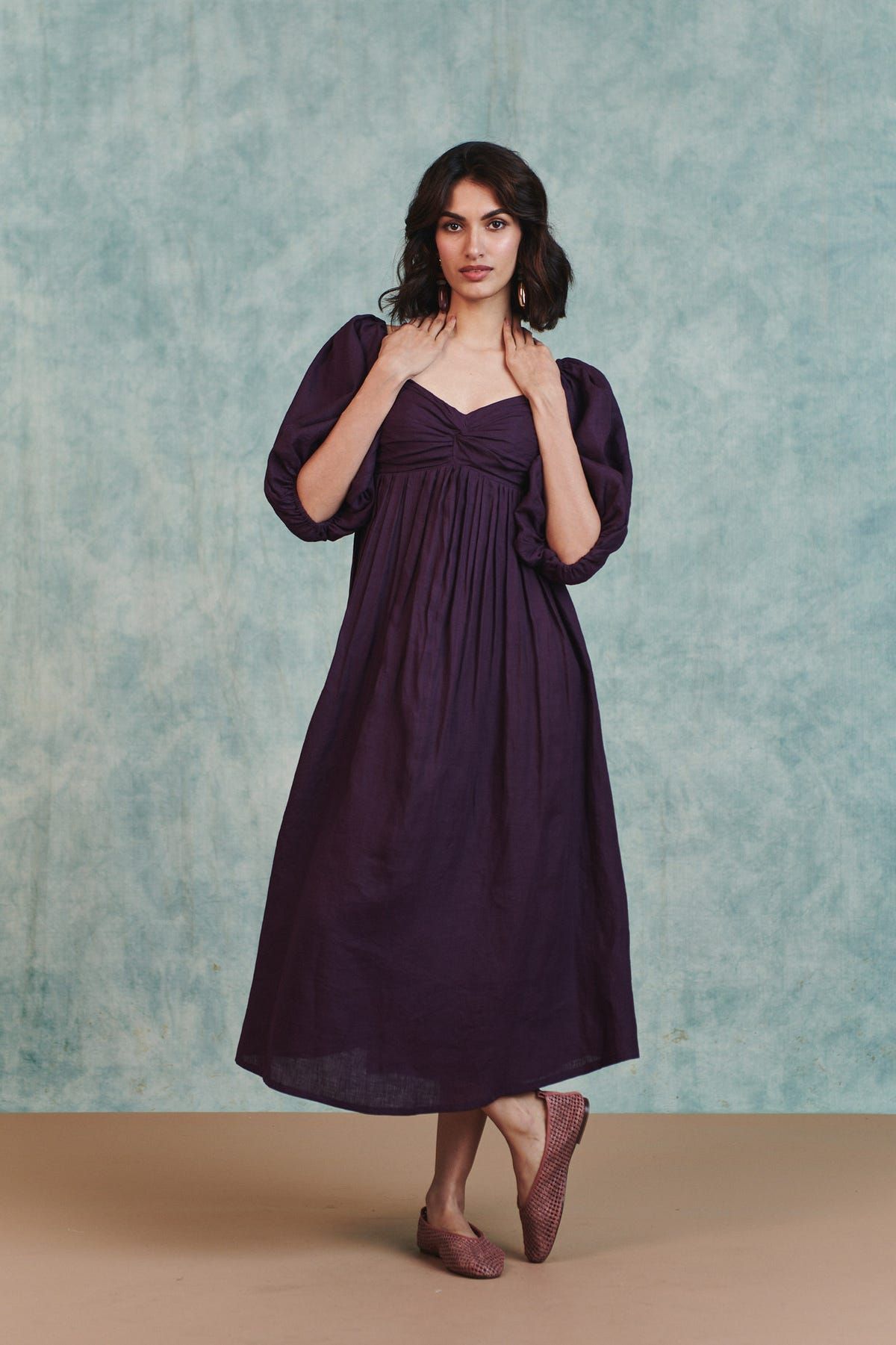 Plum Linen Front Twist Dress - image 5