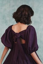Plum Linen Front Twist Dress view 8