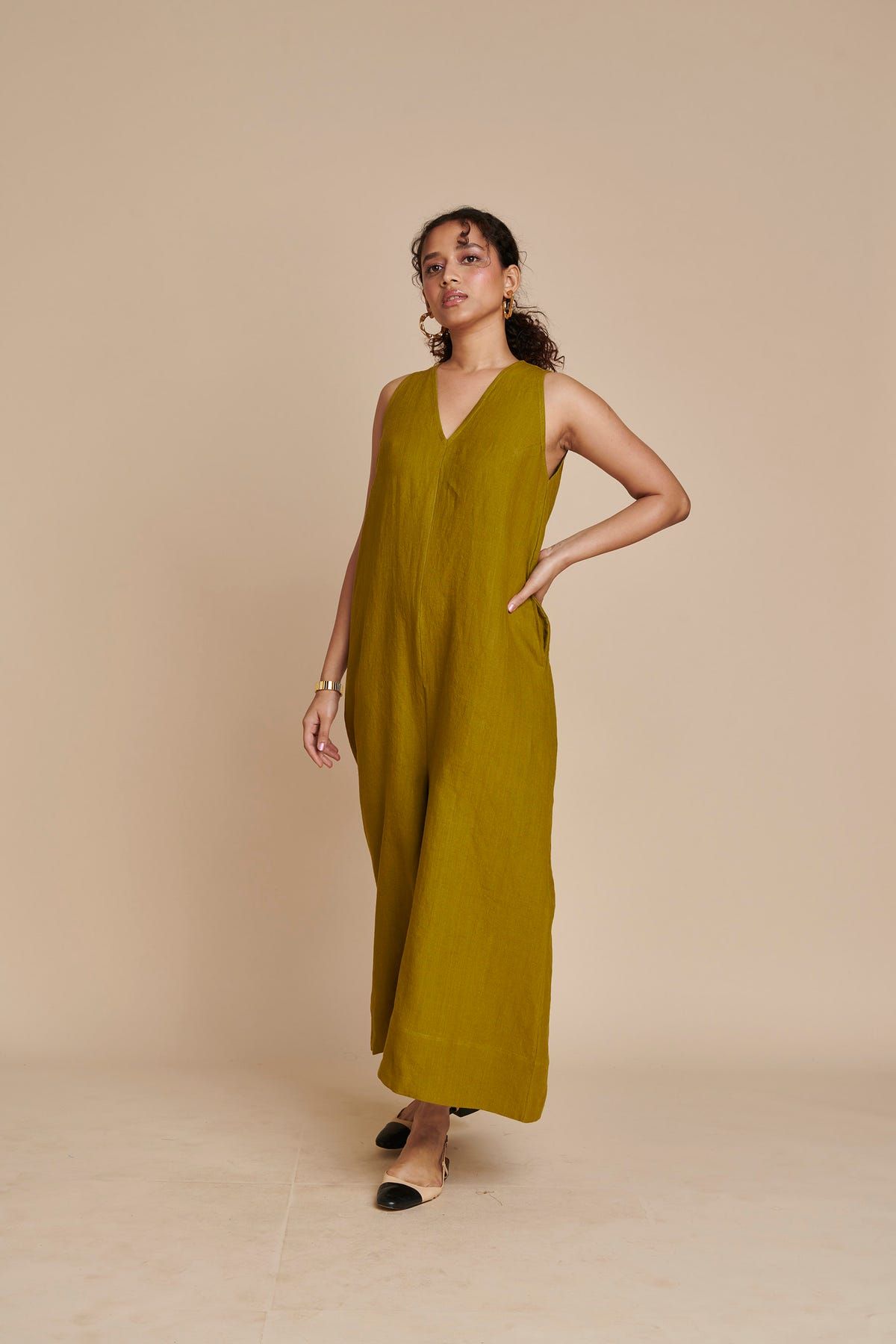 Mehendi Linen Flared Jumpsuit - image 2