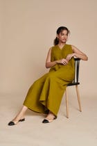 Mehendi Linen Flared Jumpsuit view 4