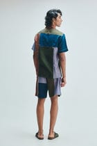 Patchwork Linen Men's Camp Collar Shirt view 9