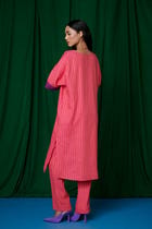 Coral Linen Dolman Kurta Set - Sale view 2