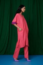 Coral Linen Dolman Kurta Set - Sale view 3