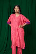 Coral Linen Dolman Kurta Set - Sale view 6