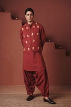 Brick Co-Linen Men's Dhoti Kurta Set view 4