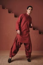 Brick Co-Linen Men's Dhoti Kurta Set view 6