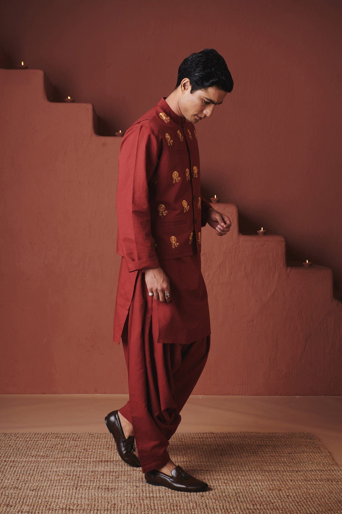 Brick Co-Linen Men's Dhoti Kurta Set - image 7