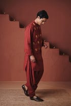 Brick Co-Linen Men's Dhoti Kurta Set view 7