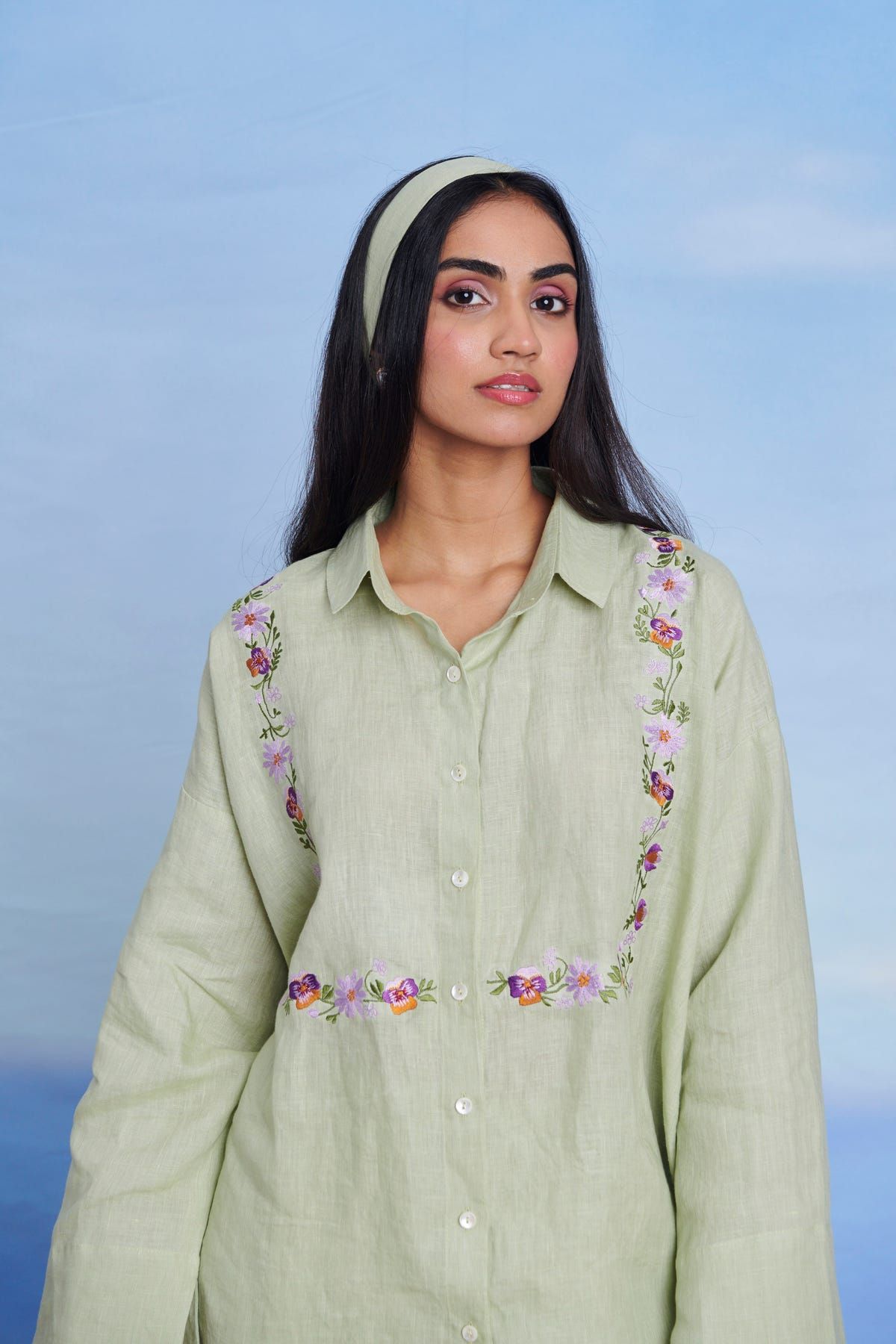 Pista Linen Oversized Flared Shirt - image 2