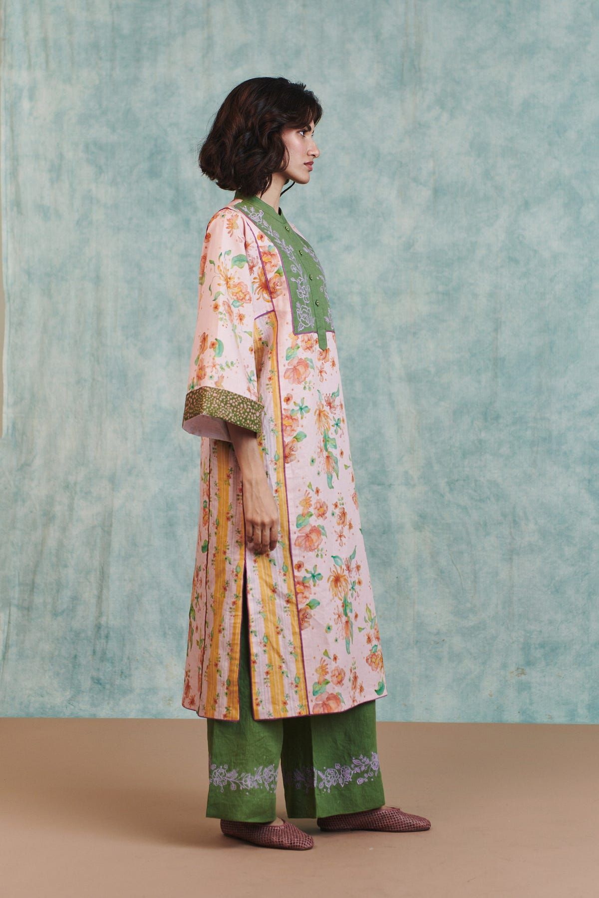 Flora Co-Linen Embroidered Multi-Panelled Kurta Set - image 3