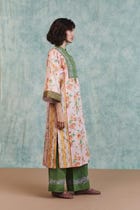 Flora Co-Linen Embroidered Multi-Panelled Kurta Set view 3