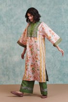 Flora Co-Linen Embroidered Multi-Panelled Kurta Set view 4