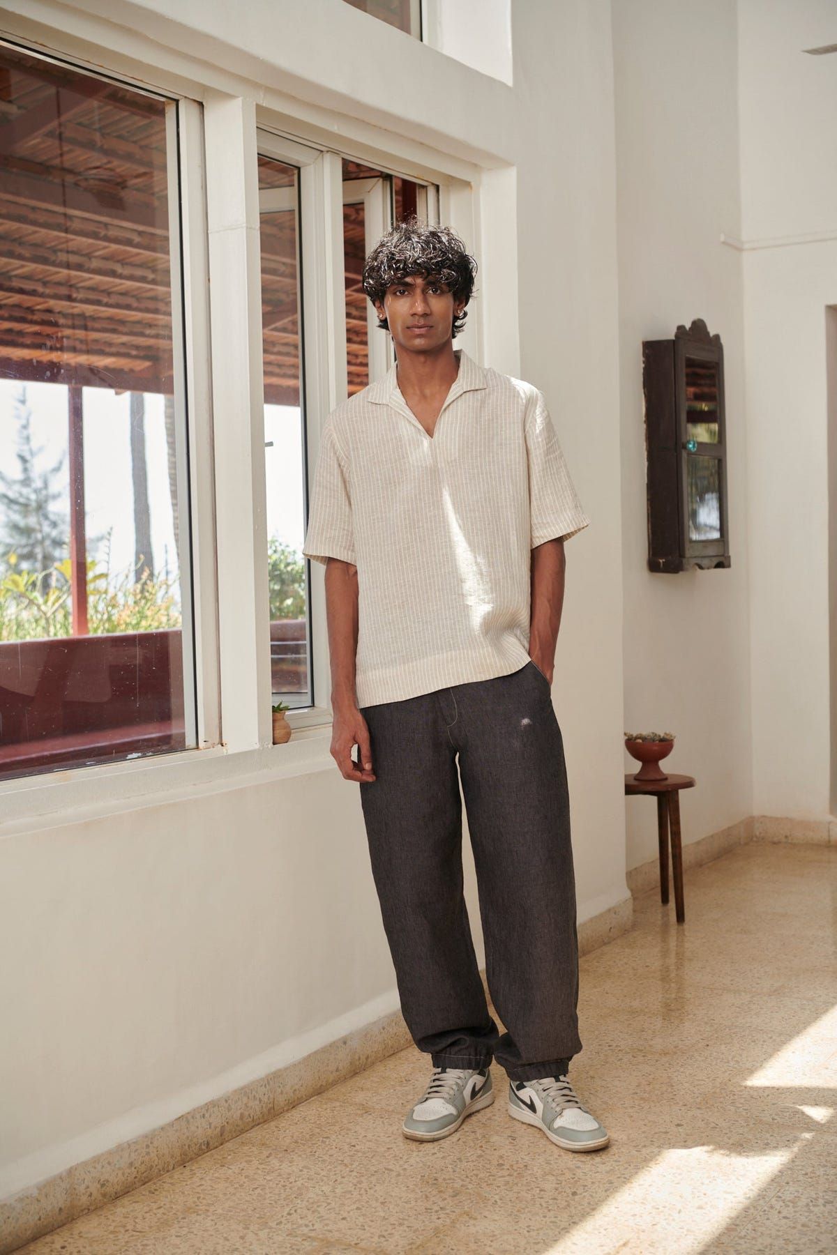 Graphite Linen Men's Jogger Pants - Sale - image 2