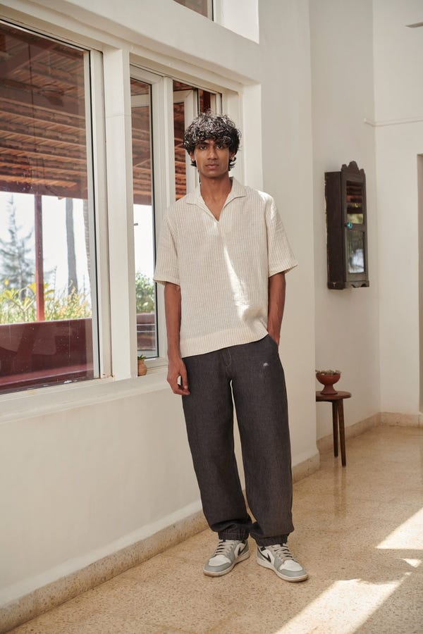 Saphed — Graphite Linen Men's Jogger Pants - Sale