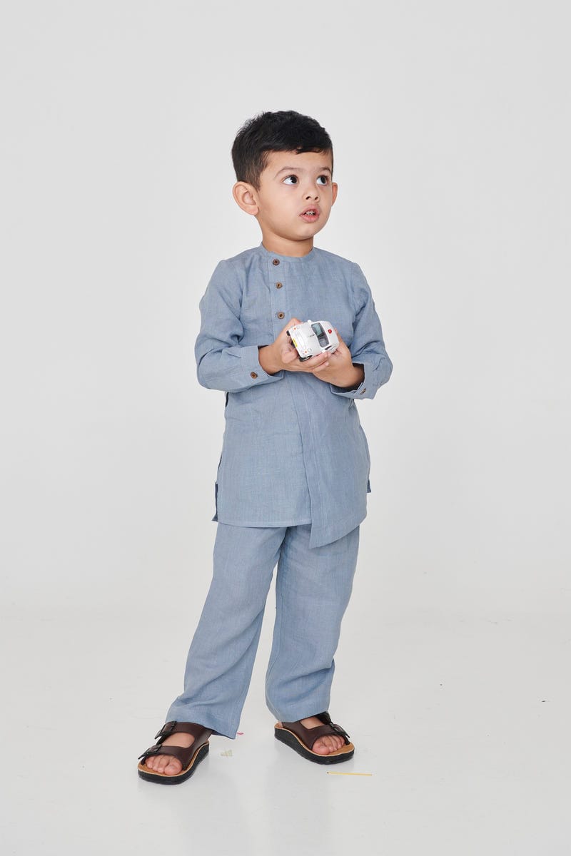 Sky Linen Boys Side Open Kurta Set