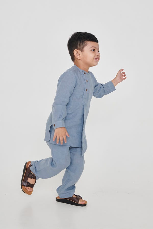 Saphed — Sky Linen Boys Side Open Kurta Set