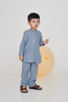 Sky Linen Boys Side Open Kurta Set view 6