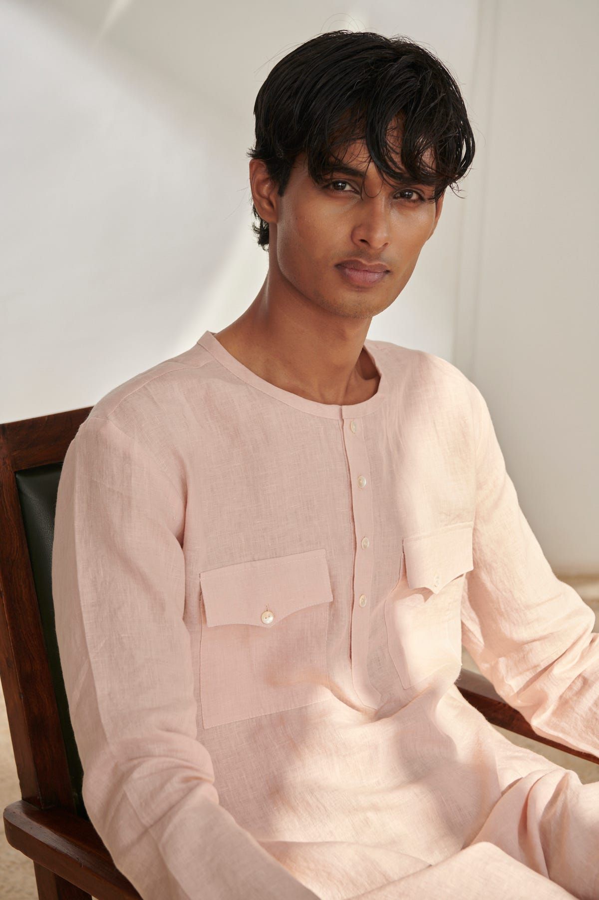 Blush Linen Men's Round Hem Kurta - image 6