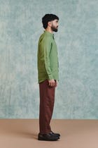 Moss Linen Men's Band Collar Shirt view 4