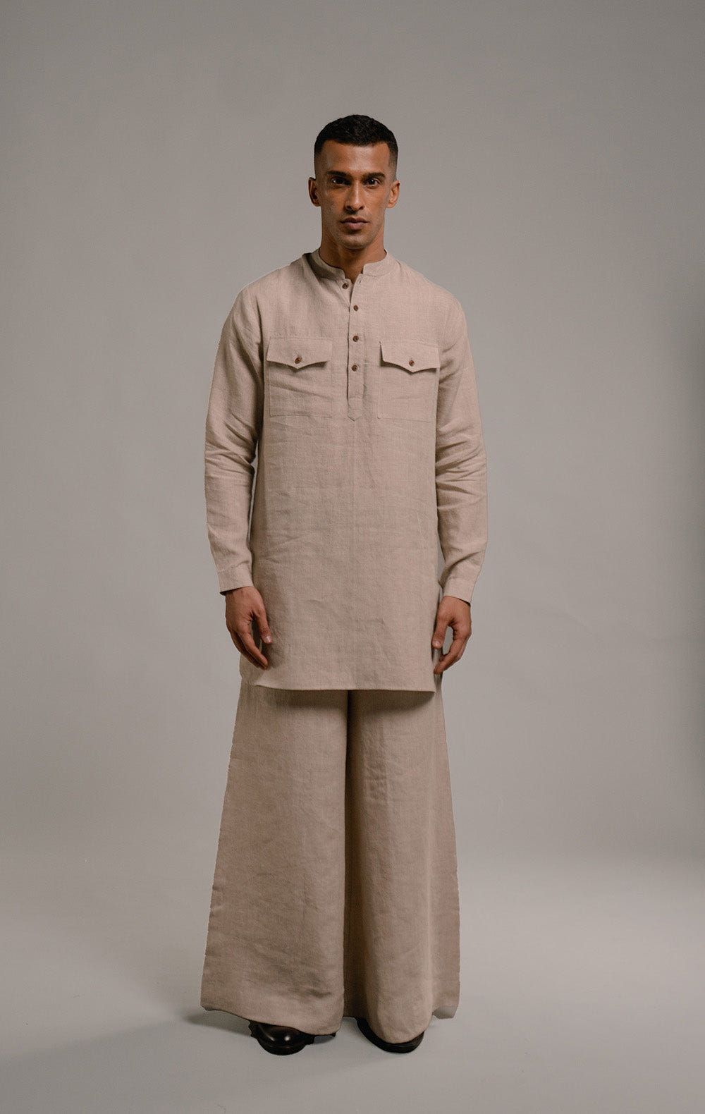 Undyed Linen Men's Saif Kurta Set - image 1