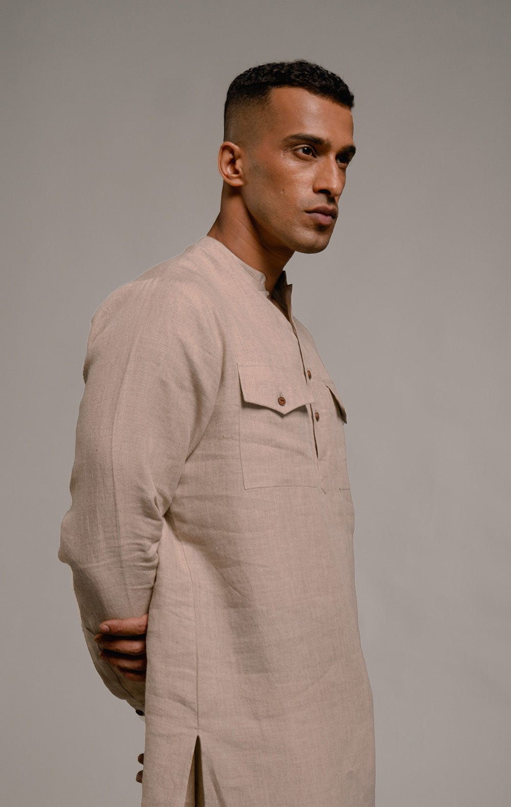 Undyed Linen Men's Saif Kurta Set - image 5