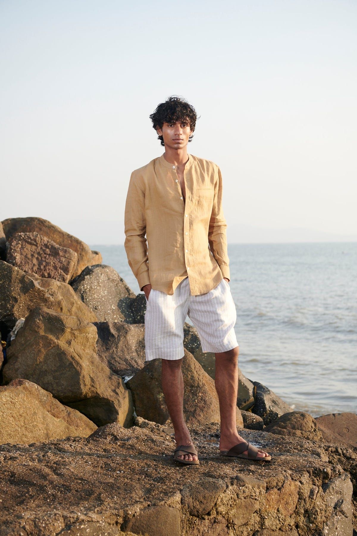 Husk Linen Men's Band Collar Shirt – Slim Fit - Sale - image 2