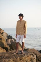 Husk Linen Men's Band Collar Shirt – Slim Fit - Sale view 4