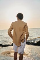 Husk Linen Men's Band Collar Shirt – Slim Fit - Sale view 5