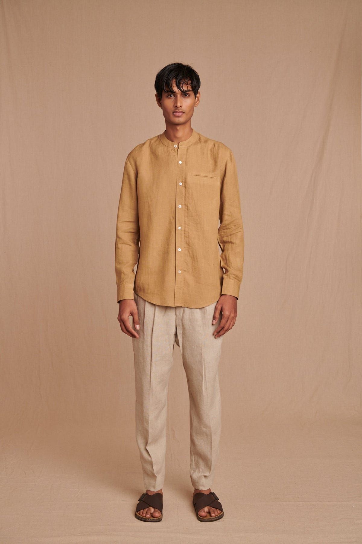 Husk Linen Men's Band Collar Shirt – Slim Fit - Sale - image 8