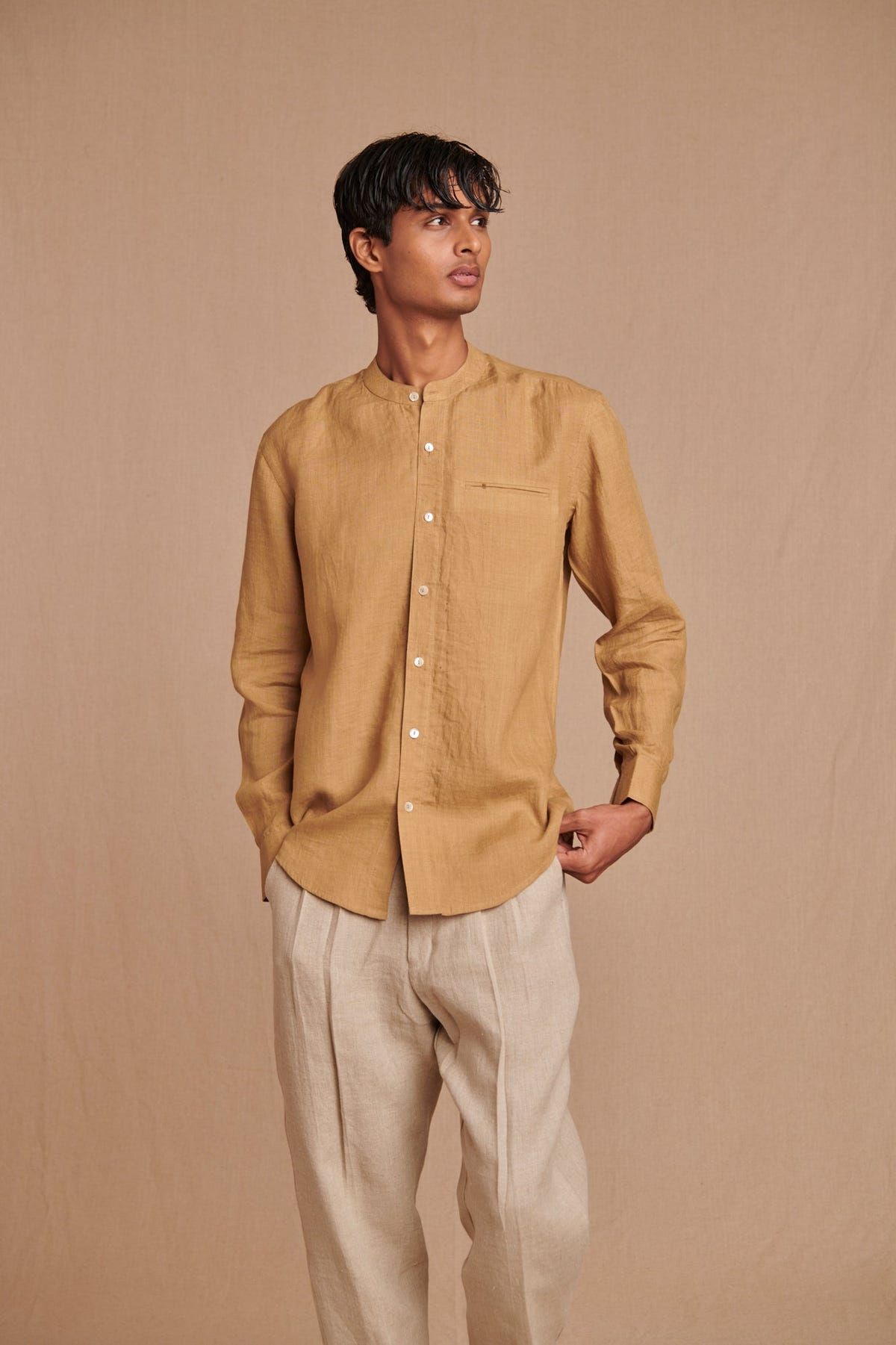 Husk Linen Men's Band Collar Shirt – Slim Fit - Sale - image 10