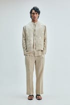 Undyed Linen Men's Straight Pleated Pants view 7