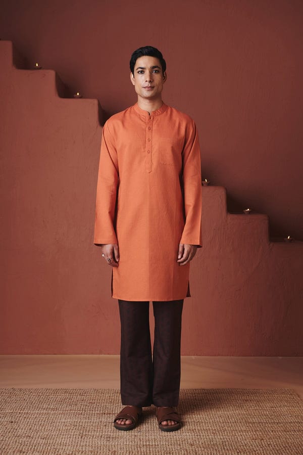 Saphed — Marigold Co-Linen Men's Classic Kurta - Sale