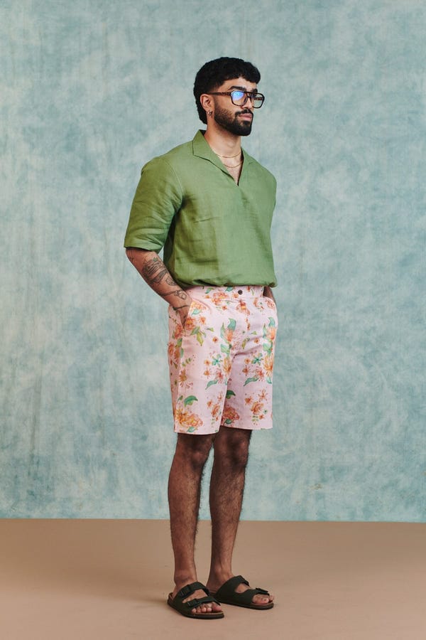 Saphed — Moss Linen Men's Popover Shirt - Sale