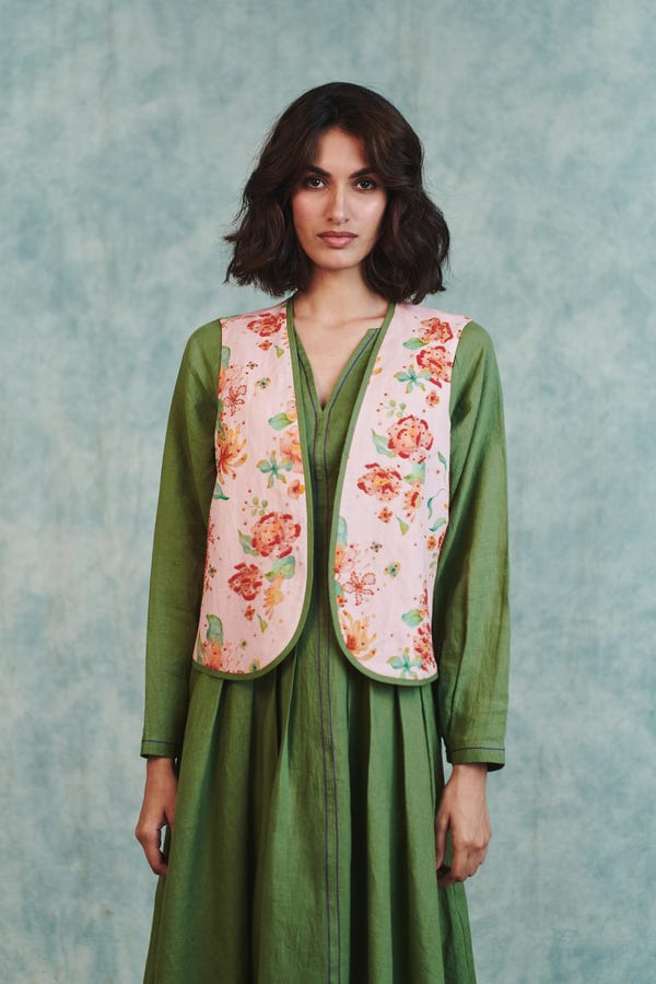 Saphed — Flora Co-Linen Embroidered Rounded Waistcoat