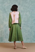 Flora Co-Linen Embroidered Rounded Waistcoat view 5
