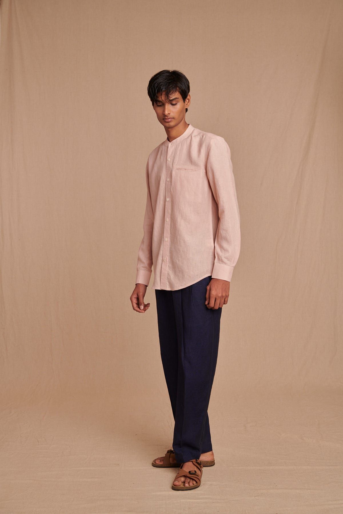 Neel Linen Denim Men's Pleated Tapered Pants - image 7