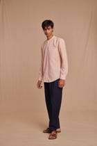 Neel Linen Denim Men's Pleated Tapered Pants view 7