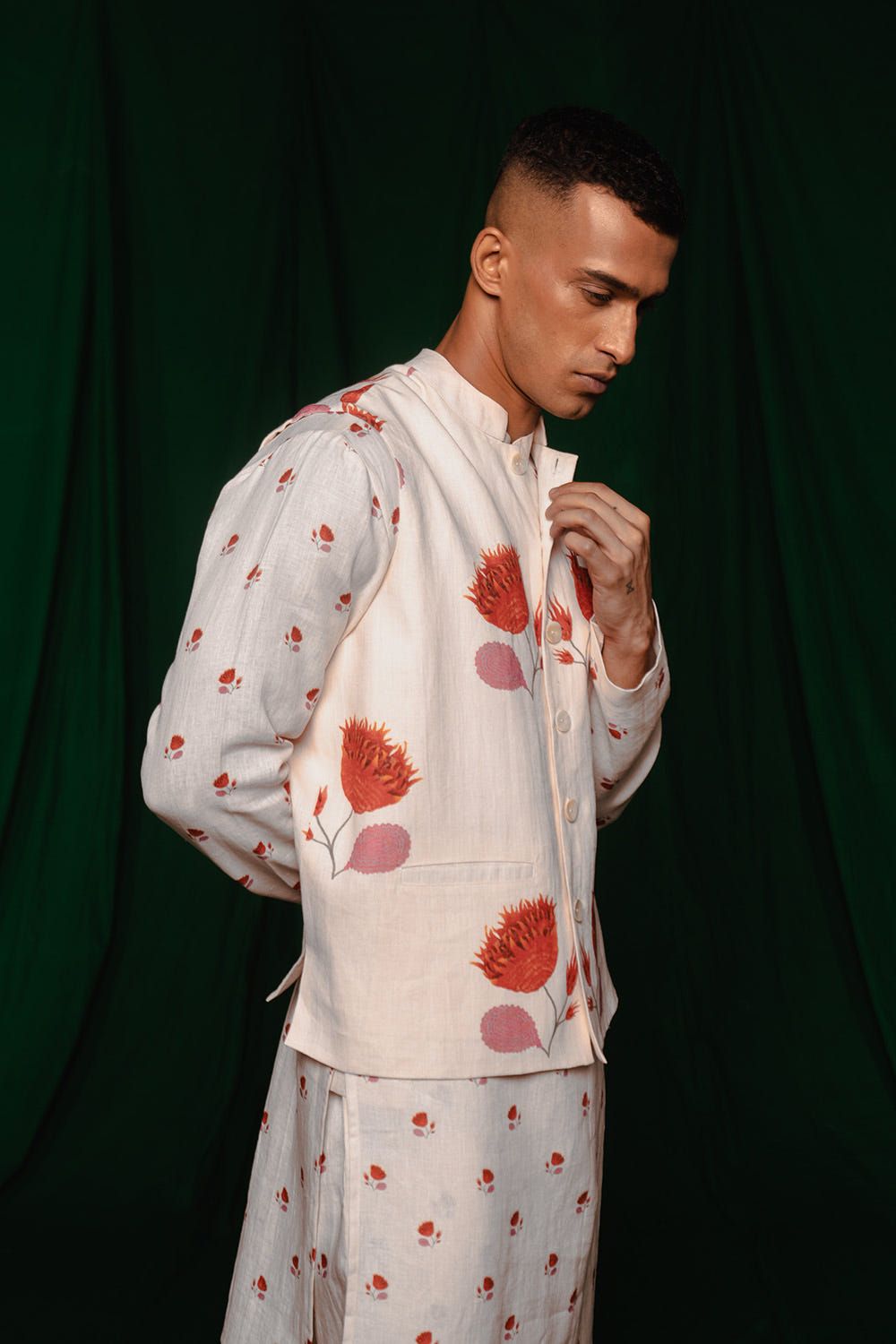 Wildflower Co-Linen Nehru Jacket - image 1