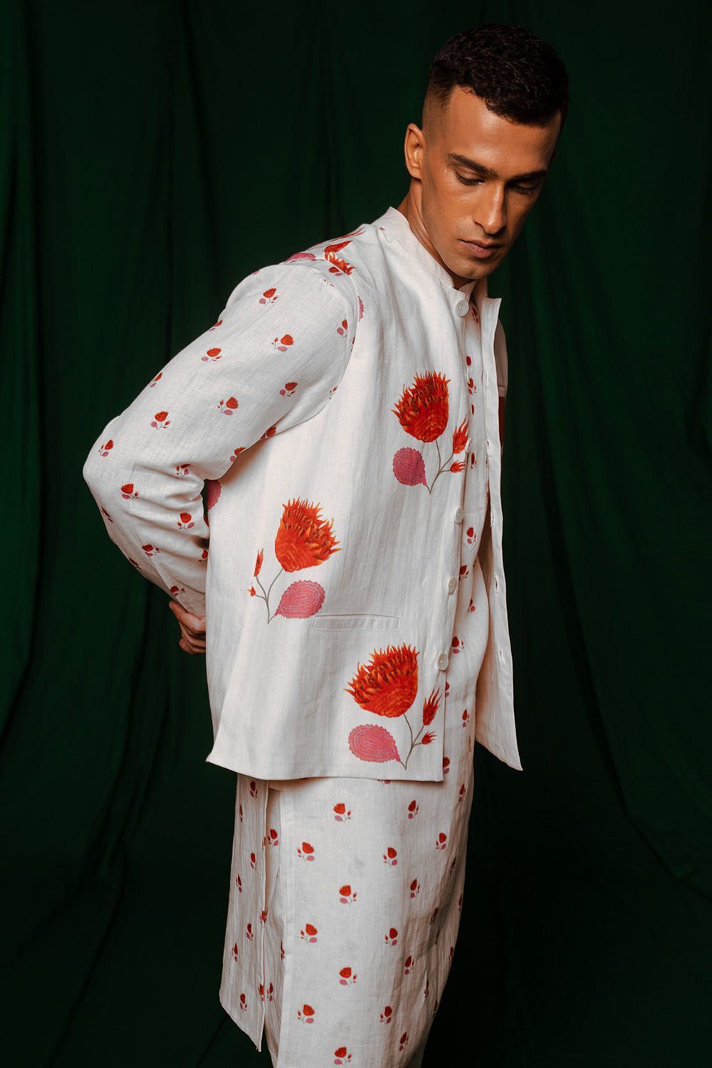 Wildflower Co-Linen Nehru Jacket - image 3