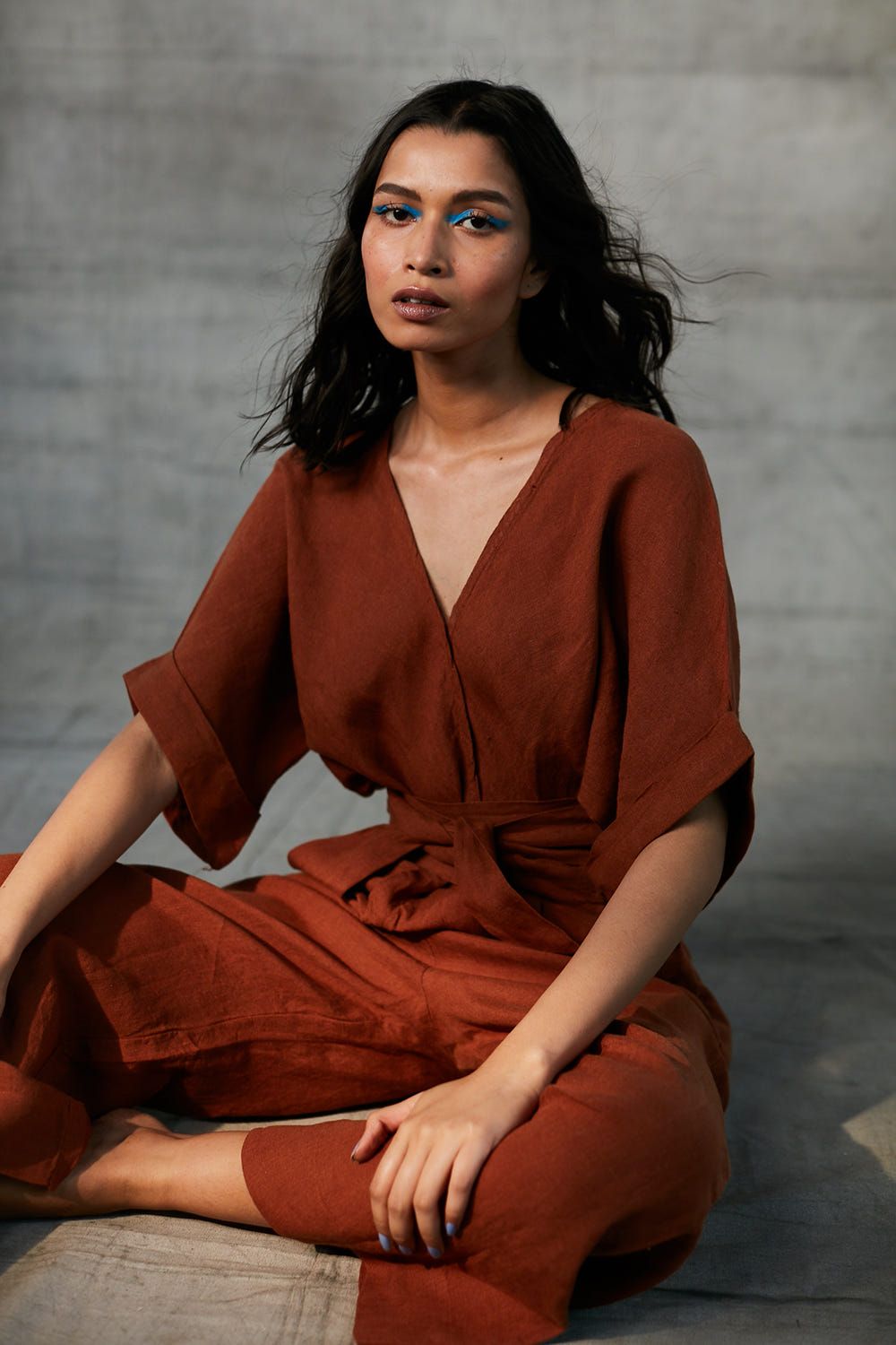 Cinnamon Linen Wrapped Jumpsuit - image 5