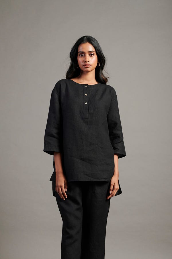 Saphed — Kohl Co-Linen Short Kurta Set