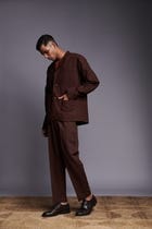 Coffee Co-Linen Men's Relaxed Blazer - Sale view 7