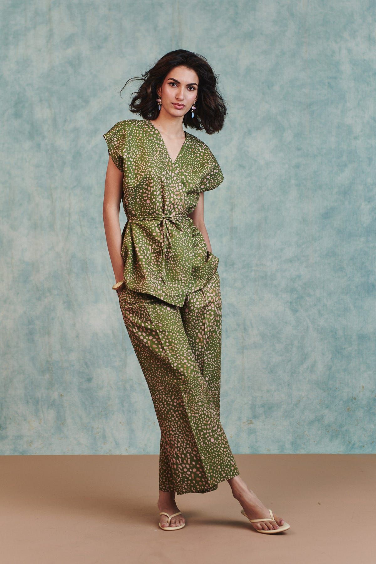 Blot Co-Linen Sleeveless Wrap Blazer Set - image 3