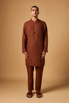 Cinnamon Linen Men's Classic Kurta Set view 1