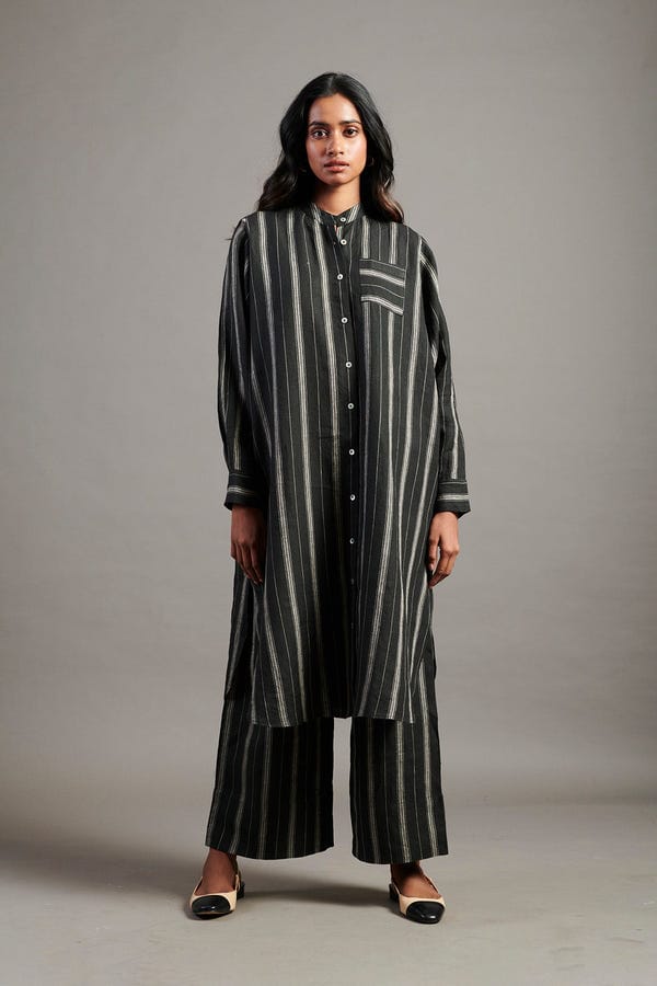 Saphed — Dhaari Linen Shirt Dress - Sale
