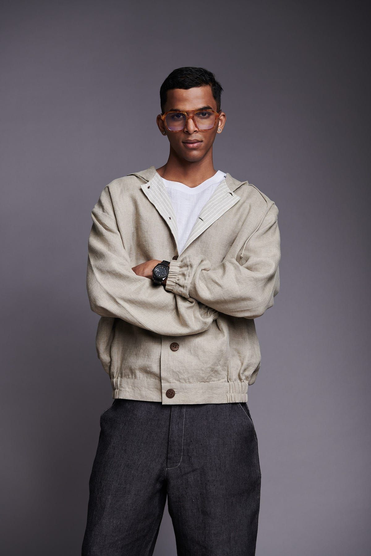 Undyed Linen Men's Hoodie - image 1