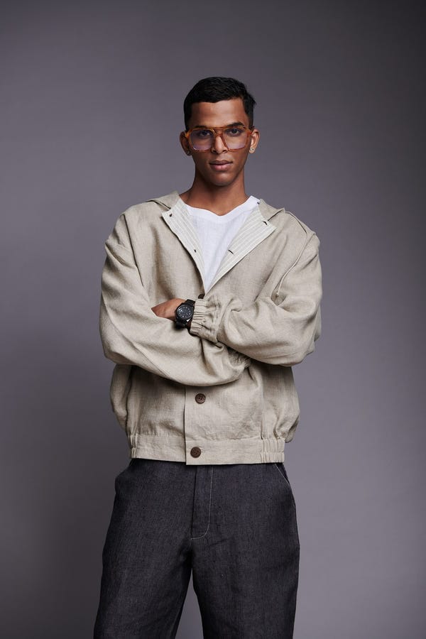 Saphed — Undyed Linen Men's Hoodie