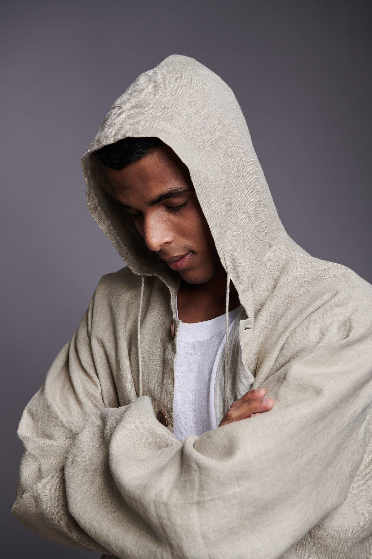 Undyed Linen Men's Hoodie - image 2
